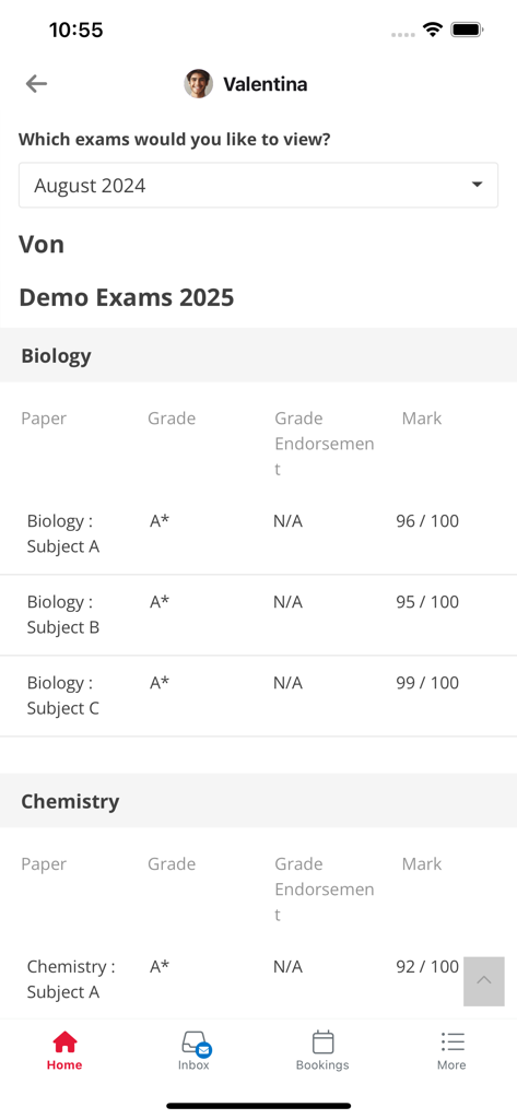 Access My School Portal - View of student exam results and academic performance in the Access My School Portal mobile app
