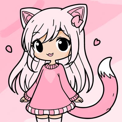 girl with cat ears and tail