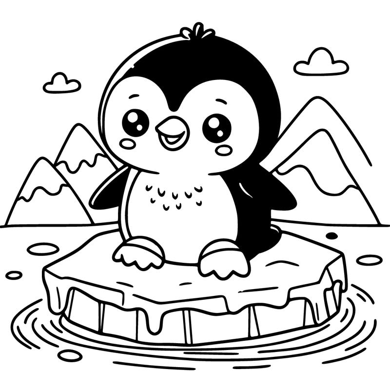 cute penguin on an iceberg