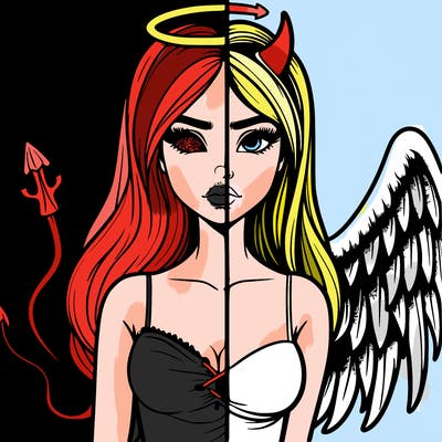 devil vs angel realistic girl