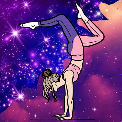 a woman doing a handstand