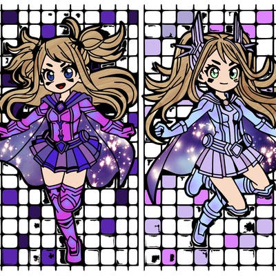 2 anime girls as superheroes