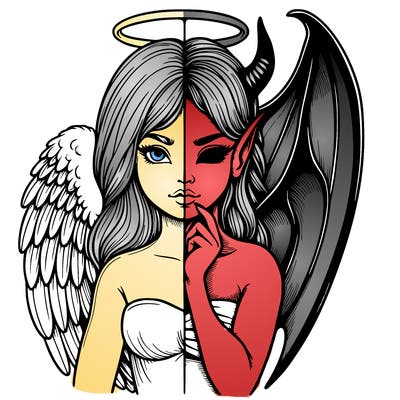 realistic angel half demon