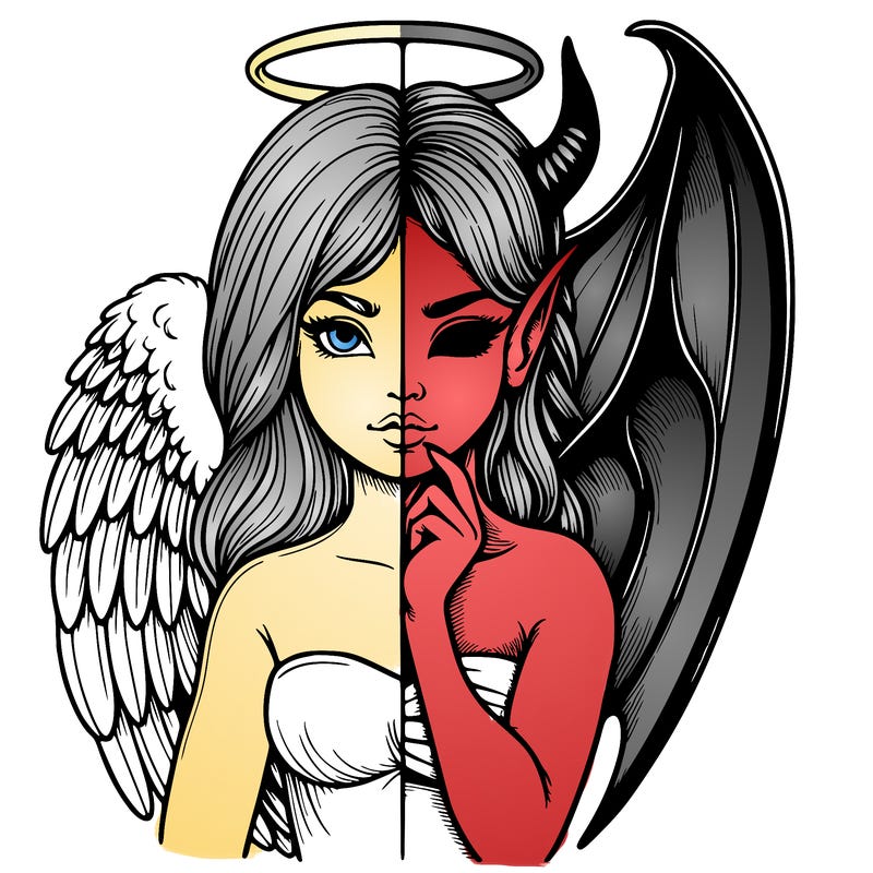 realistic angel half demon