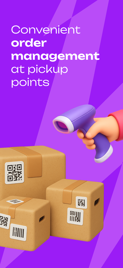 Goods Flow - A hand scanning cardboard boxes with a barcode reader for order management at a pickup point.