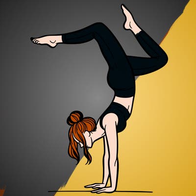 a woman doing a handstand