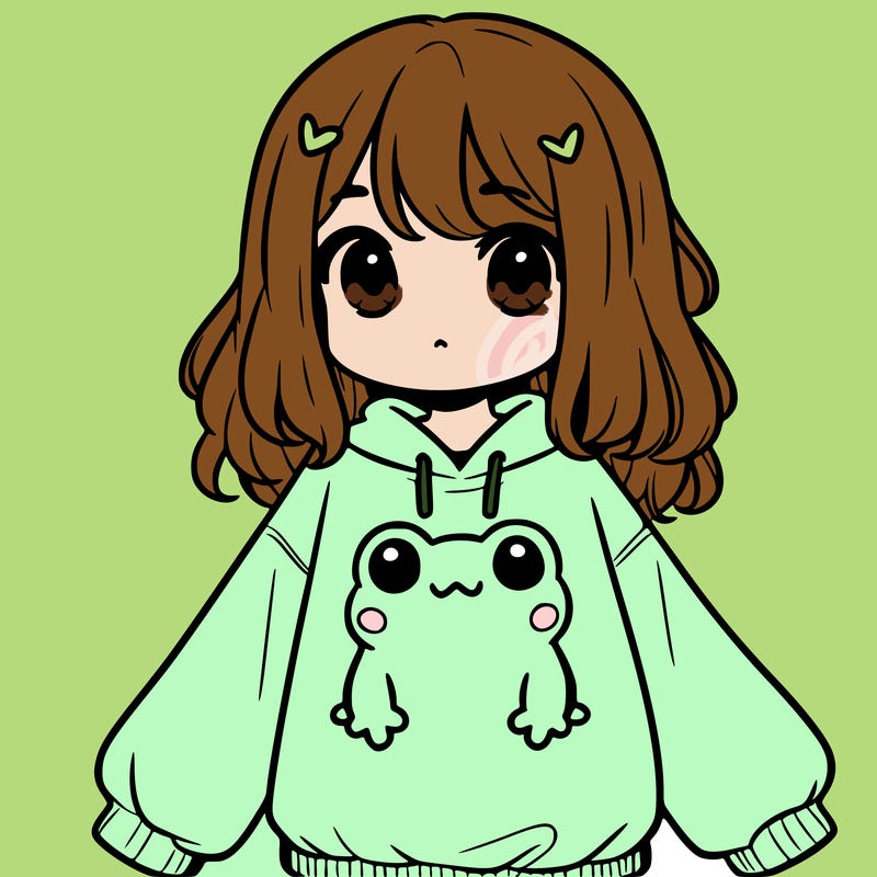 girl wearing frogging sweatshirt