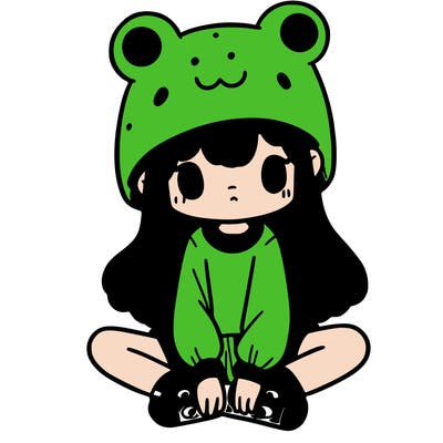 a girl wearing a frog hat and some frog socks