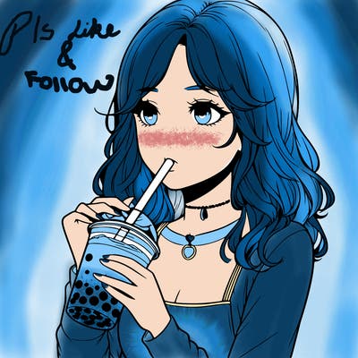 realistic girl drinking boba tea