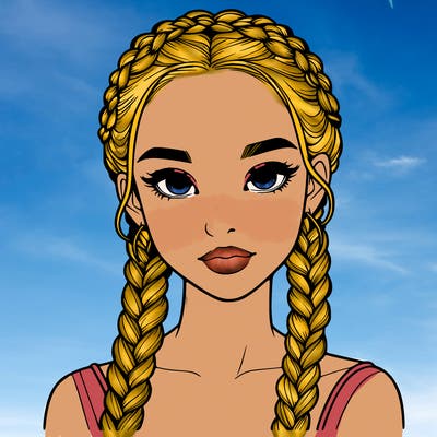 realistic girl with braids