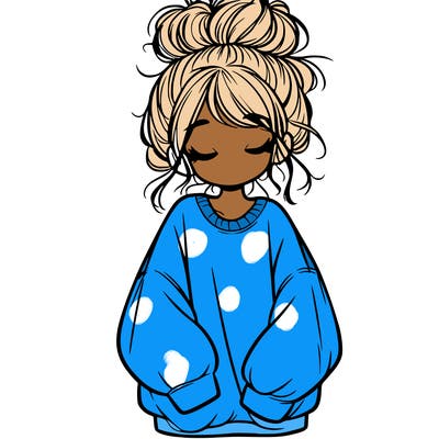 girl with baggy sweatshirt and messy bun