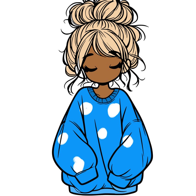 girl with baggy sweatshirt and messy bun