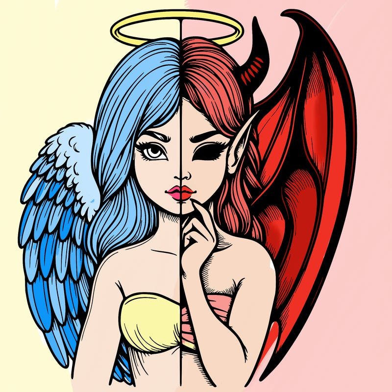 realistic angel half demon