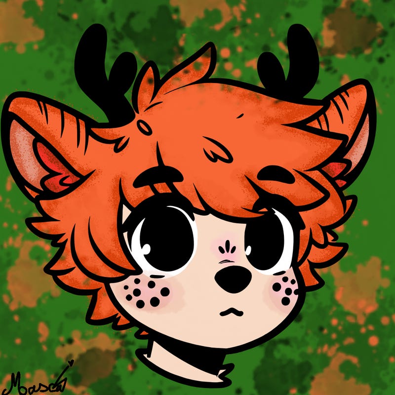 a humanoid deer with soft fluffy ears