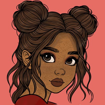 realistic girl with hair buns on her head