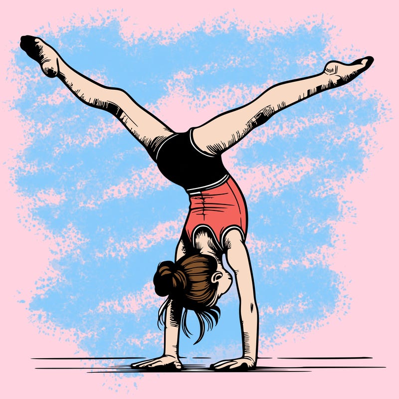 realistic gymnastic hand stand girl in four splits