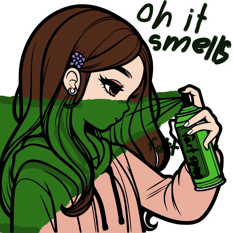 a realistic girl spray painting