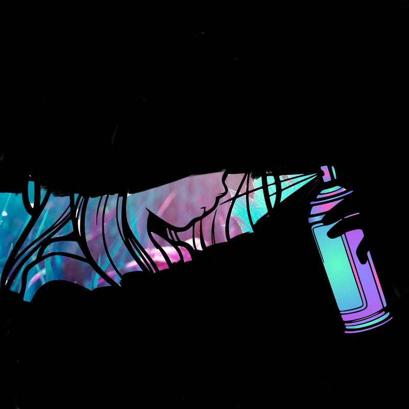 a realistic girl spray painting