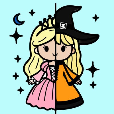 split princess and witch
