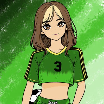 realistic girl wearing soccer jersey