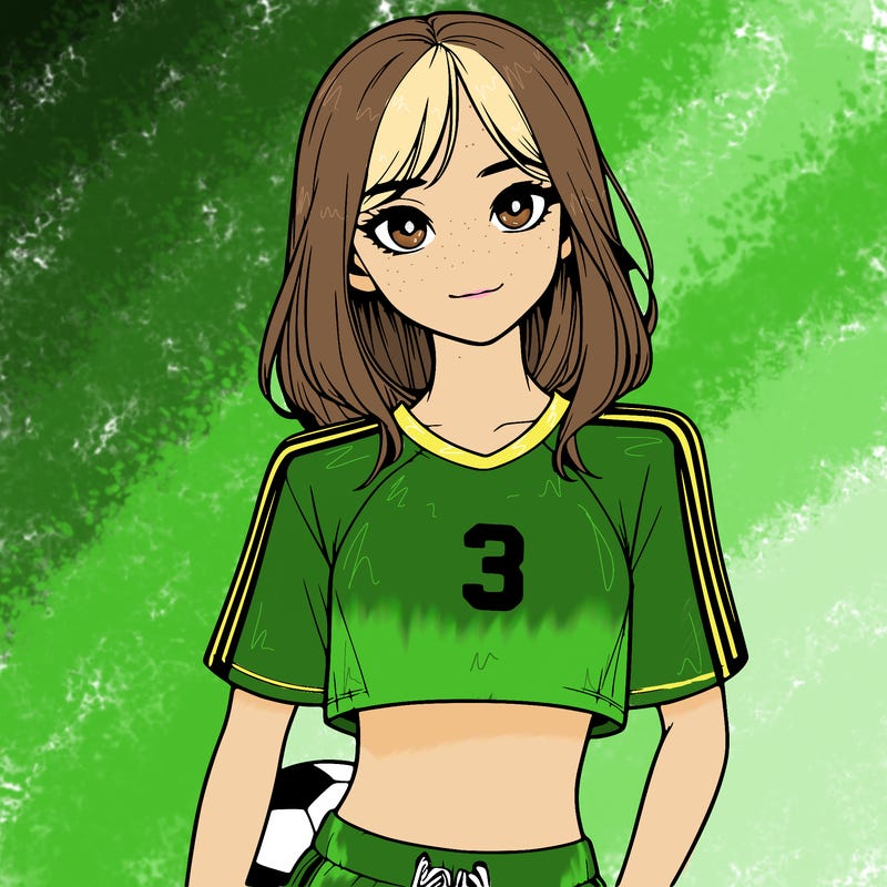 realistic girl wearing soccer jersey