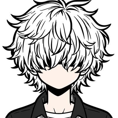 manga boy fluffy hair covering his eyes