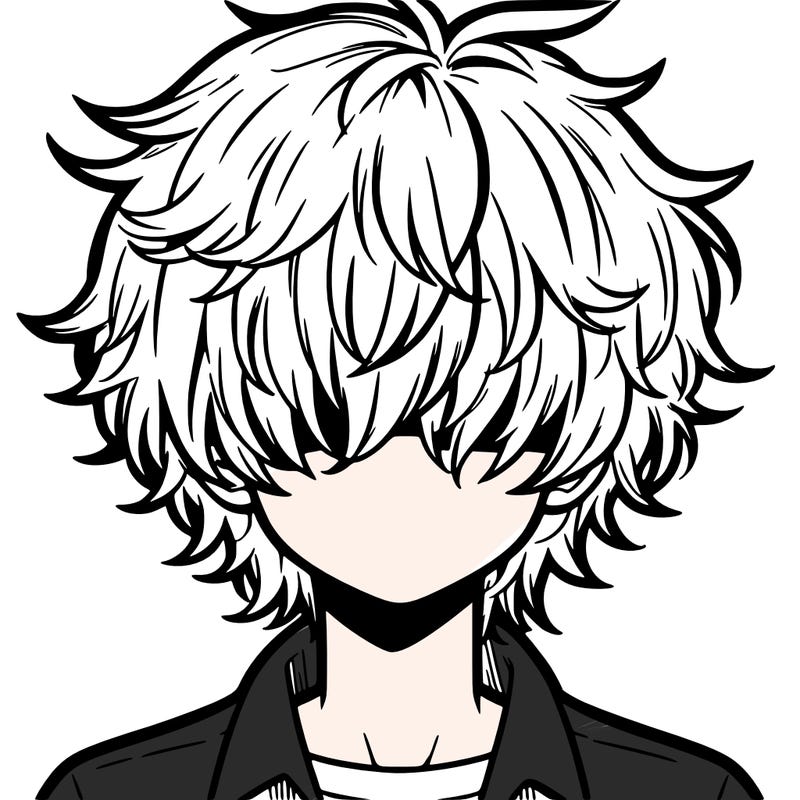manga boy fluffy hair covering his eyes