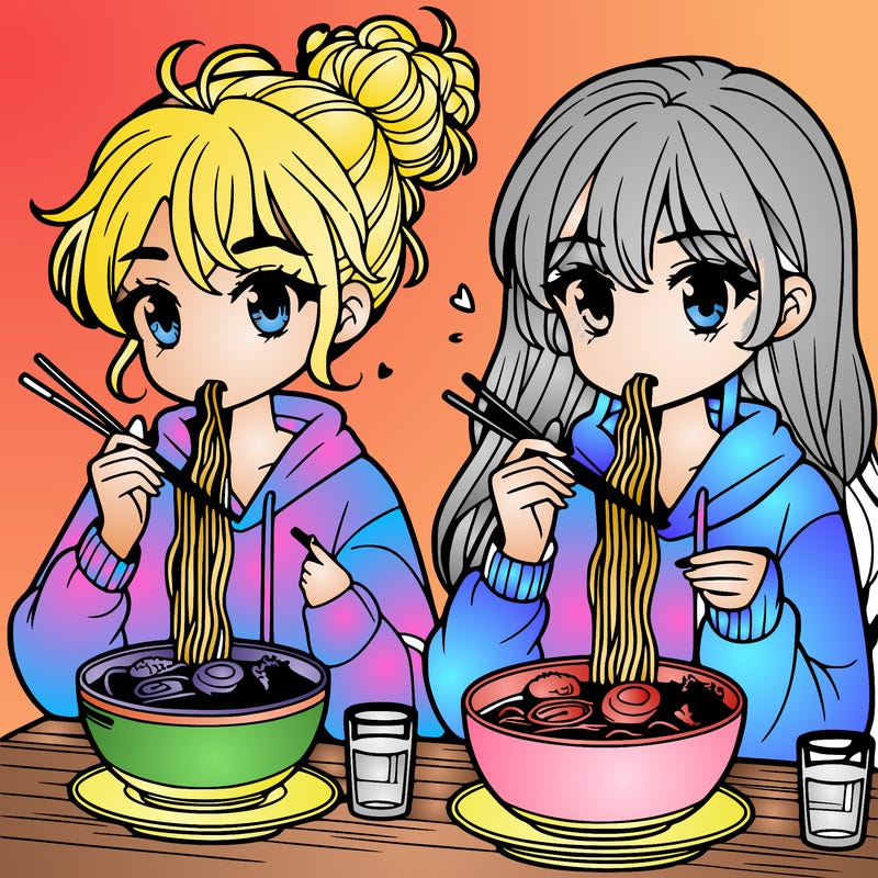 girls eating ramen