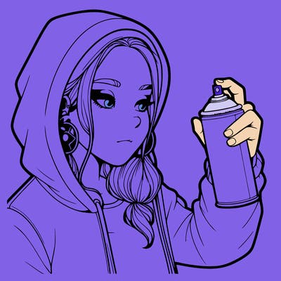 a realistic girl, spray painting