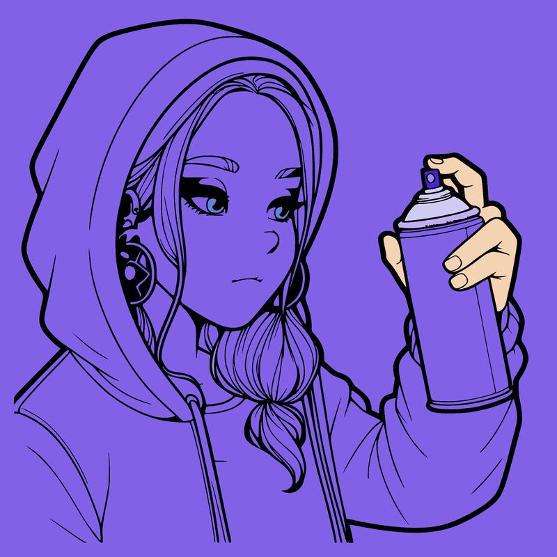 a realistic girl, spray painting