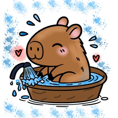 capybara taking a bath