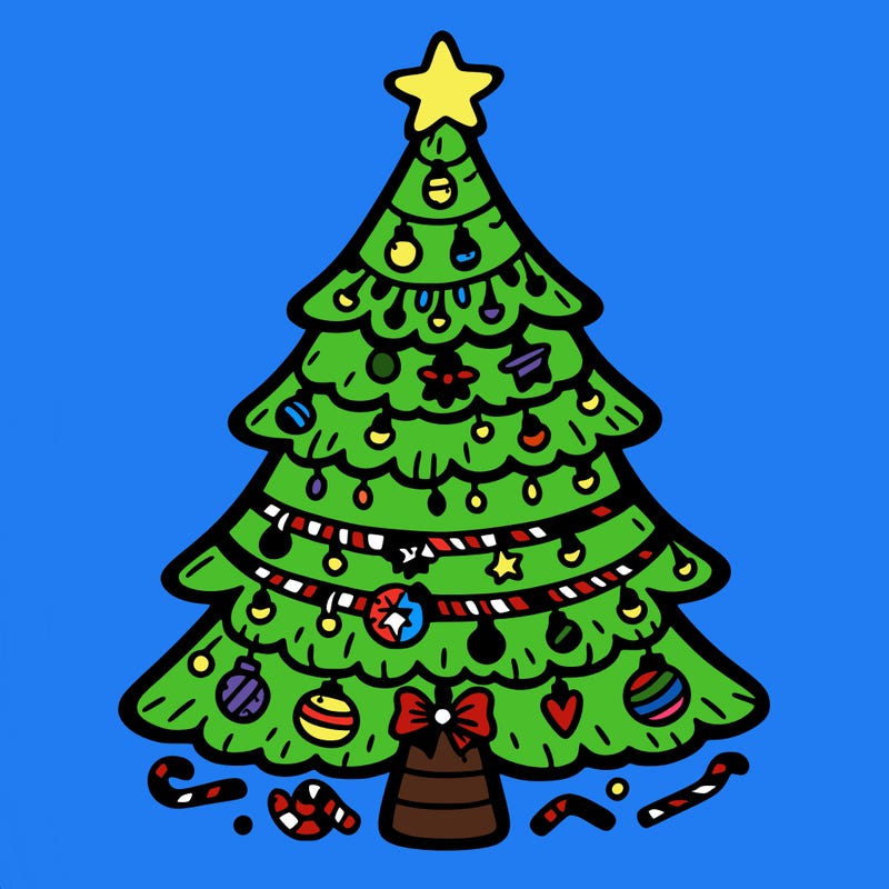 christmas tree with lots of details