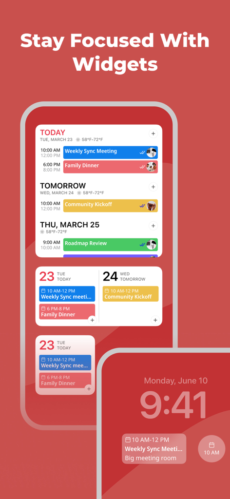 GroupCal-App für gemeinsame Kalender mit verschiedenen Widgets für den Start- und Sperrbildschirm