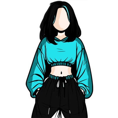 realistic girl faceless with baggy pants and a crop top
