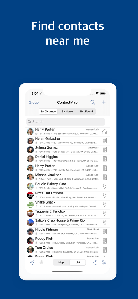 Contacts Map: territory manage