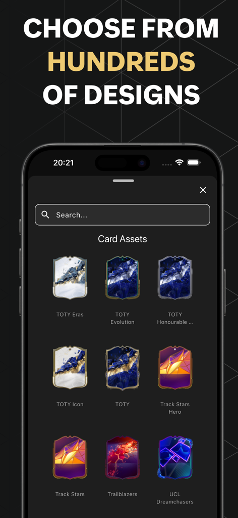 FUT Cards: FC Card Creator - Choose from hundreds of football card design templates in the app