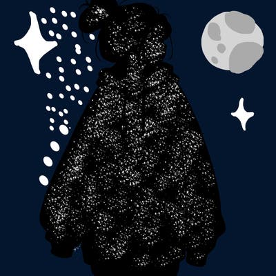 realistic girl with a oversized sweatshirt on and a bun