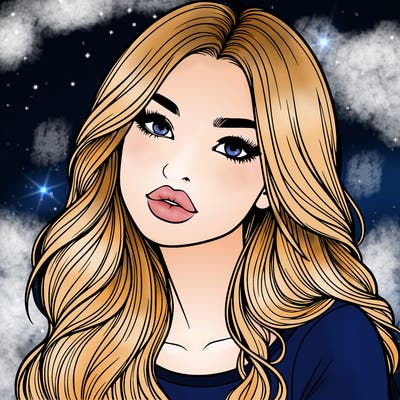 realistic girl with hair on her hair and lips