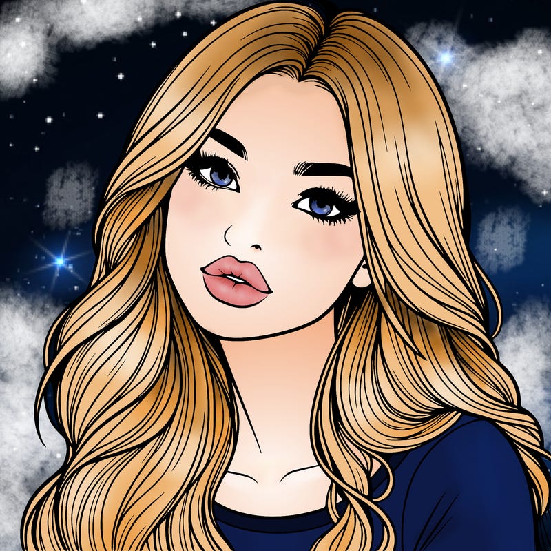 realistic girl with hair on her hair and lips