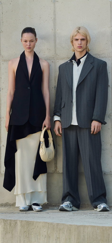 PEDRO - A man and a woman modeling sophisticated minimalist outfits and accessories from PEDRO