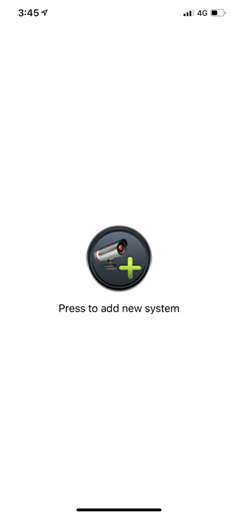 OMGuard HD app setup screen with an icon to add a new camera system
