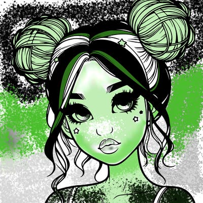 realistic girl with space buns