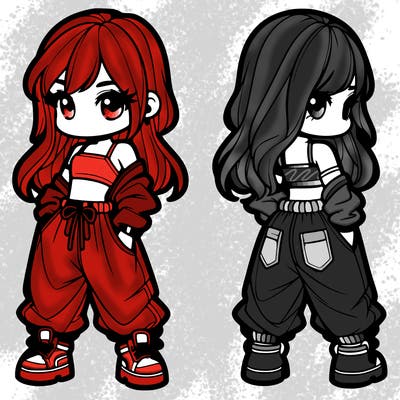 girl in crop top and baggy pants