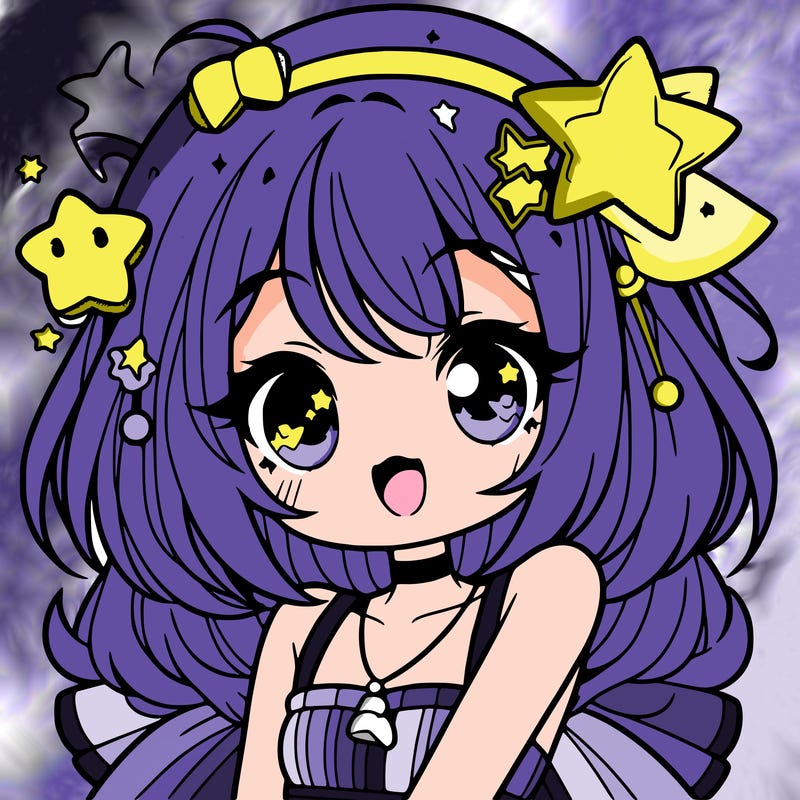 cute anime girl with star accessories