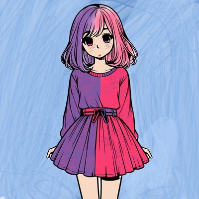 realistic girl with a skirt on