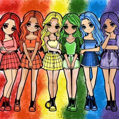 a group of girls realistic