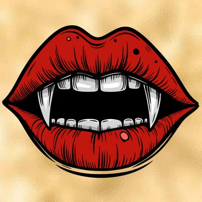 lips with vampire teeth