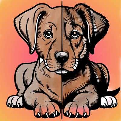 realistic dog split picture