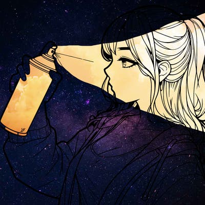 a realistic girl spray, painting