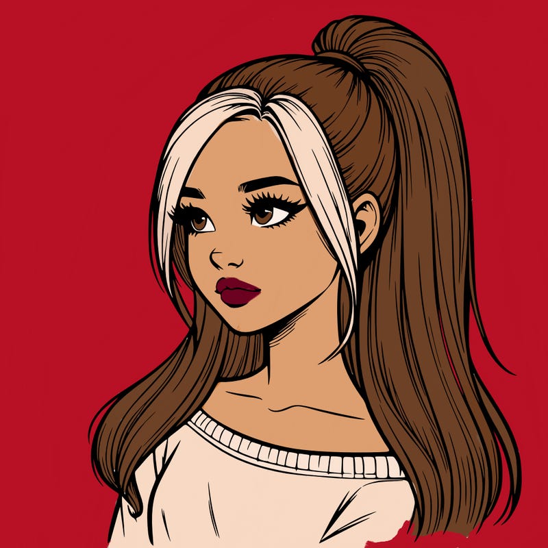 realistic girl with a high ponytail